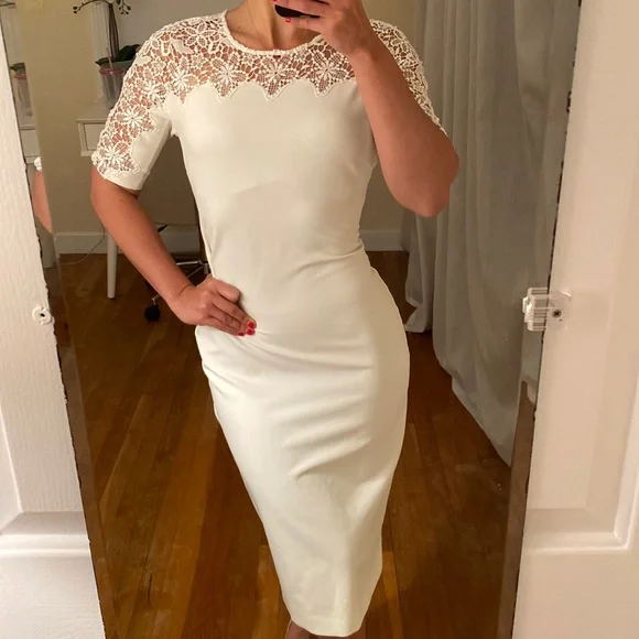 chinese dress ladies Zara White Crochet Lace Mini Dress